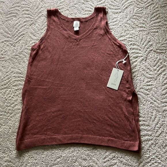 NWT Joie Linen Blend Sleeveless Knit Top with side slits Large - Picture 5 of 10